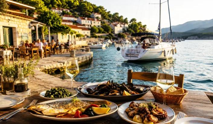 Gastronomie de la côte croate pendant une croisière en bateau